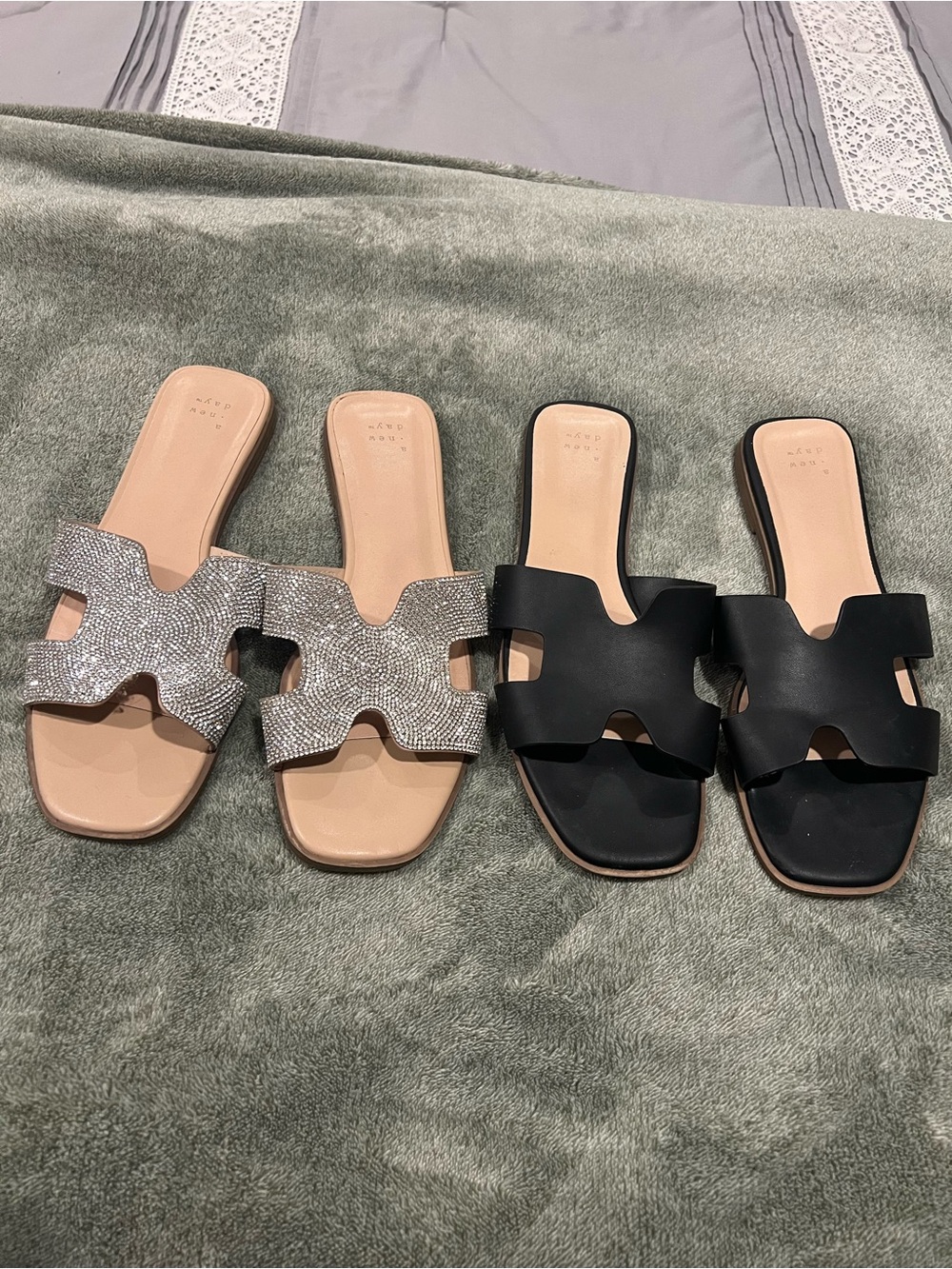 Target Women's Slide Sandals in Black and Silver Rhinestone